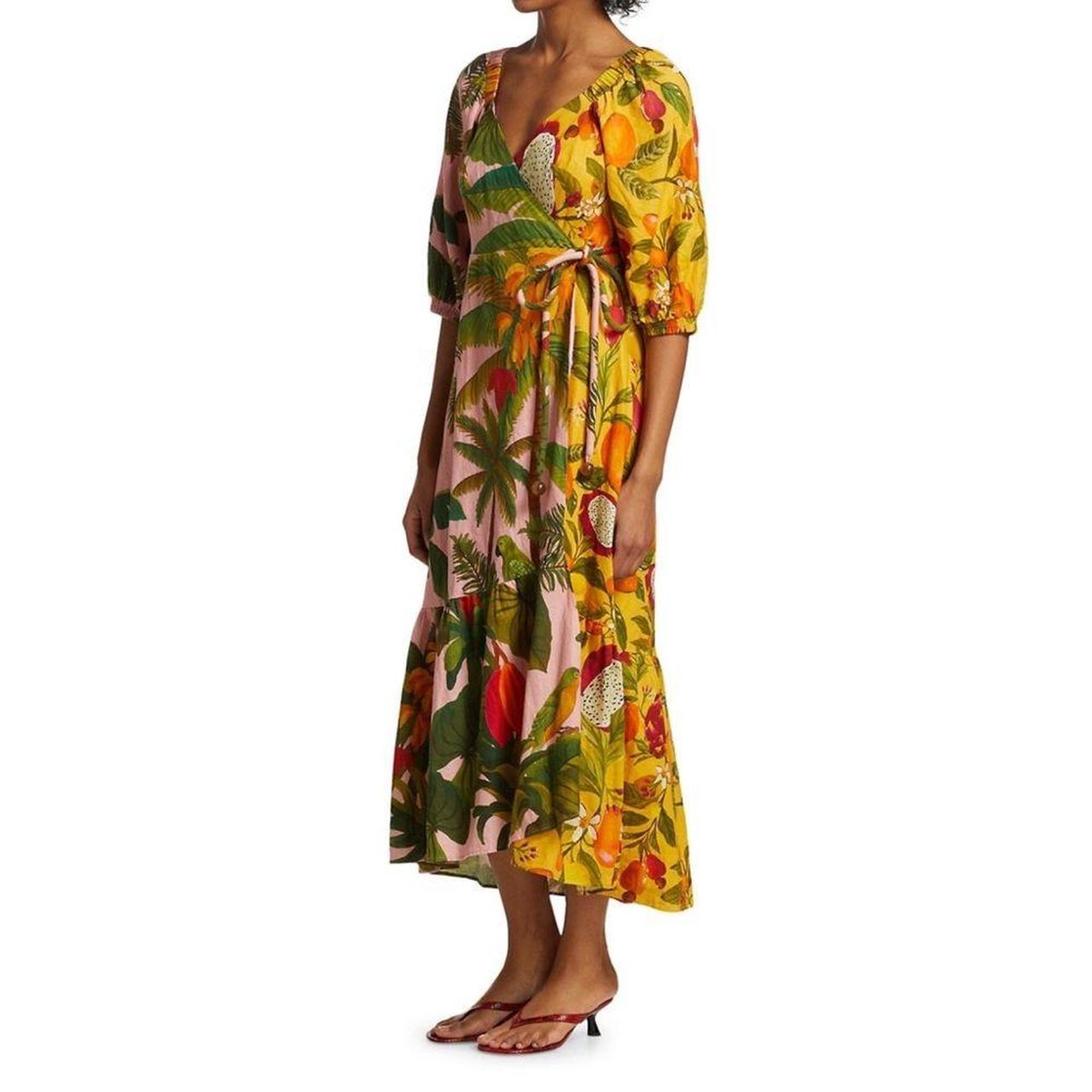 Farm Rio Mixed Print Midi Wrap Dress A mix of... - Depop