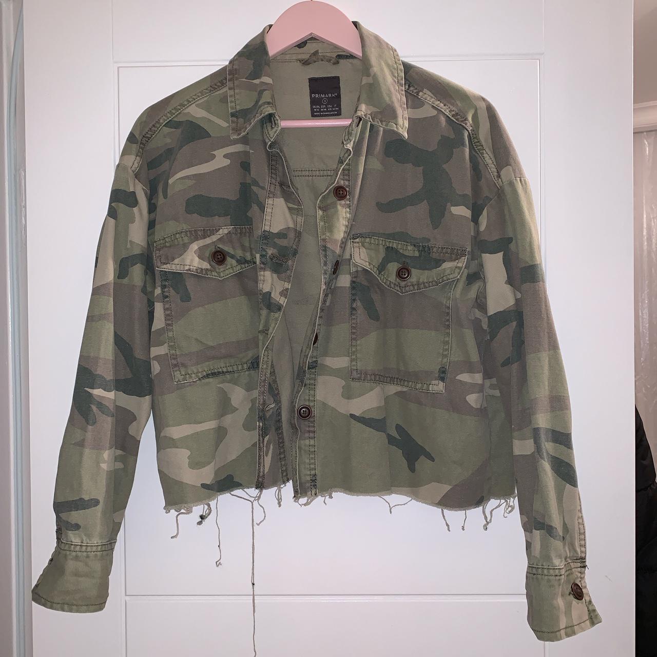 camo cropped denim jacket