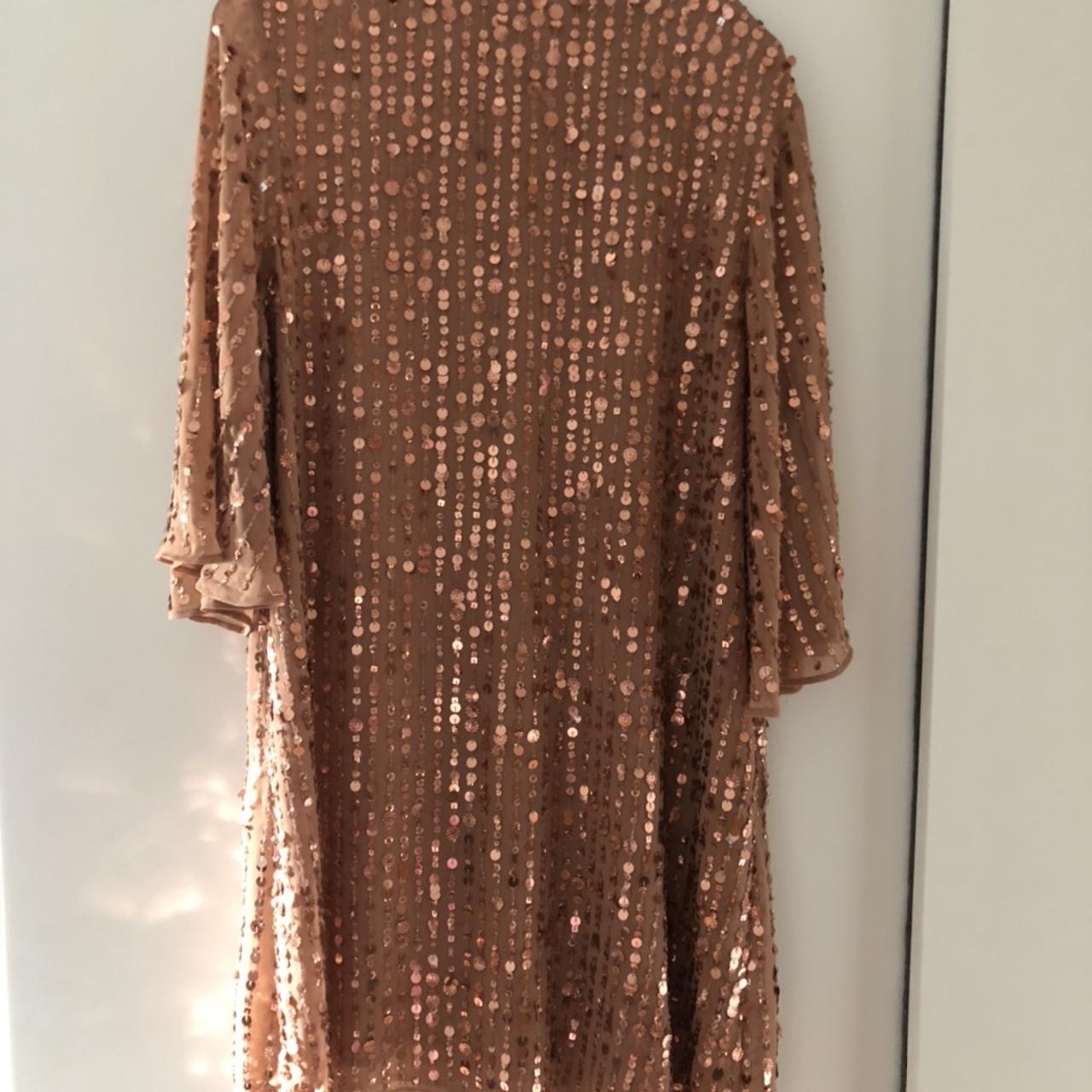 River Island Rose Gold Sequin Shift Dress. Worn Once... - Depop