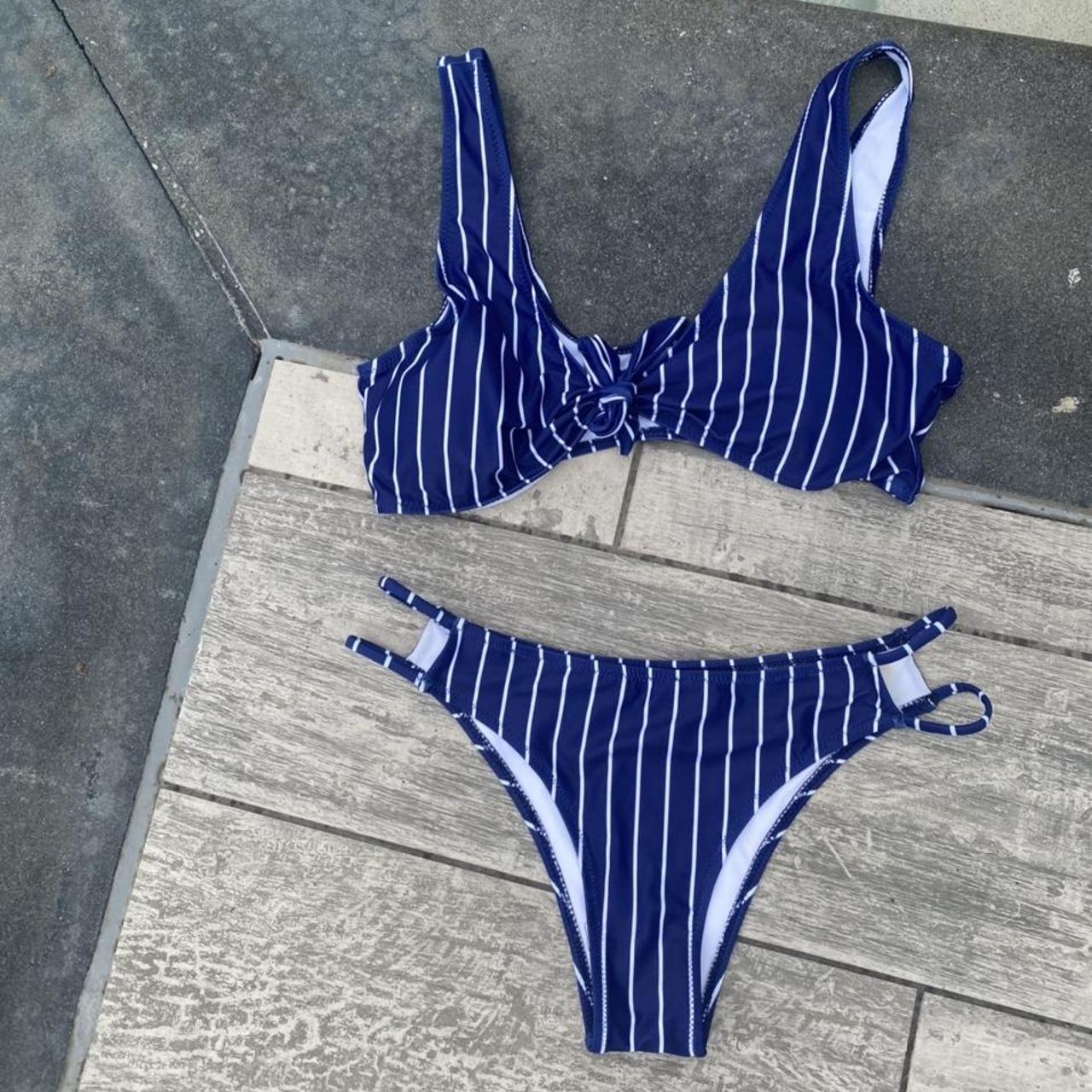 Blooming & Co. Women's Blue and White Bikinis-and-tankini-sets