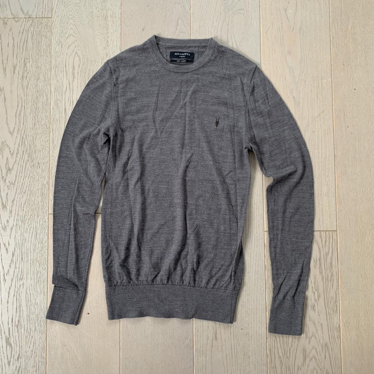 AllSaints Merino Wool Jumper Grey - Depop