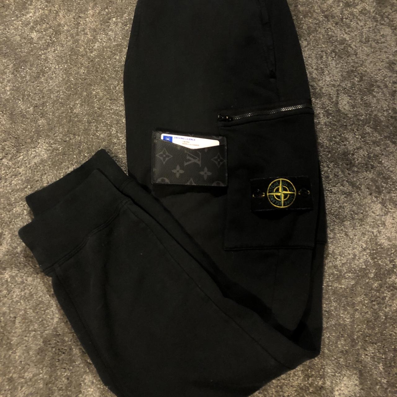 Stone island winter joggers in black large Depop