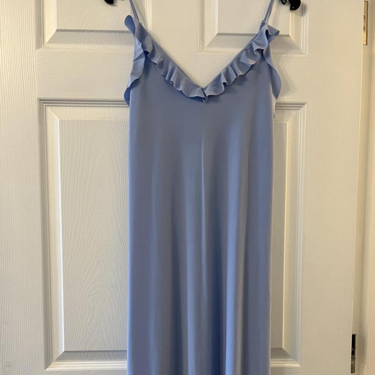Zara, sky blue midi dress. adjustable straps, v... Depop