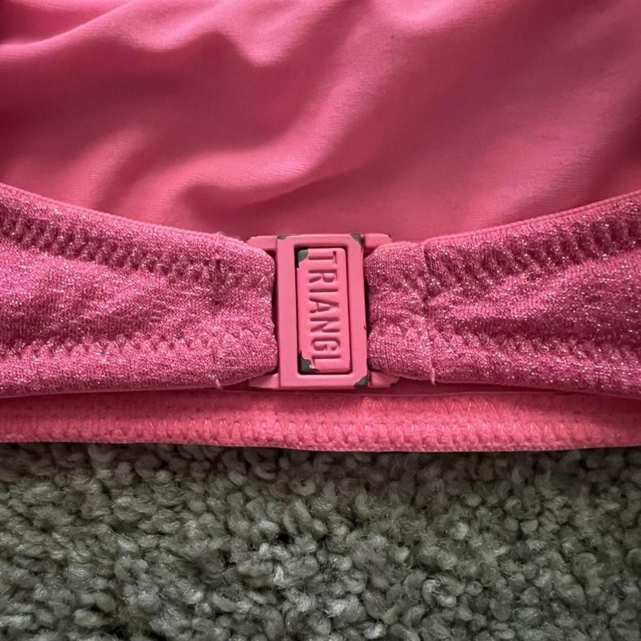 pink triangl bikini//bag included stitching became... - Depop