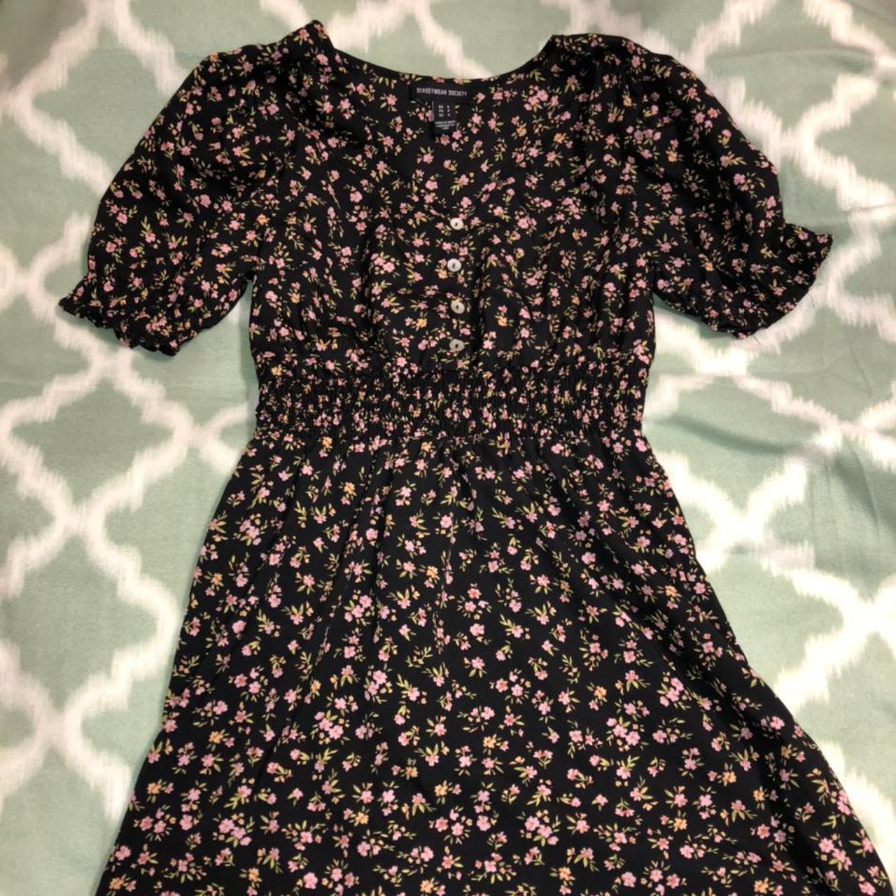 black floral babydoll dress