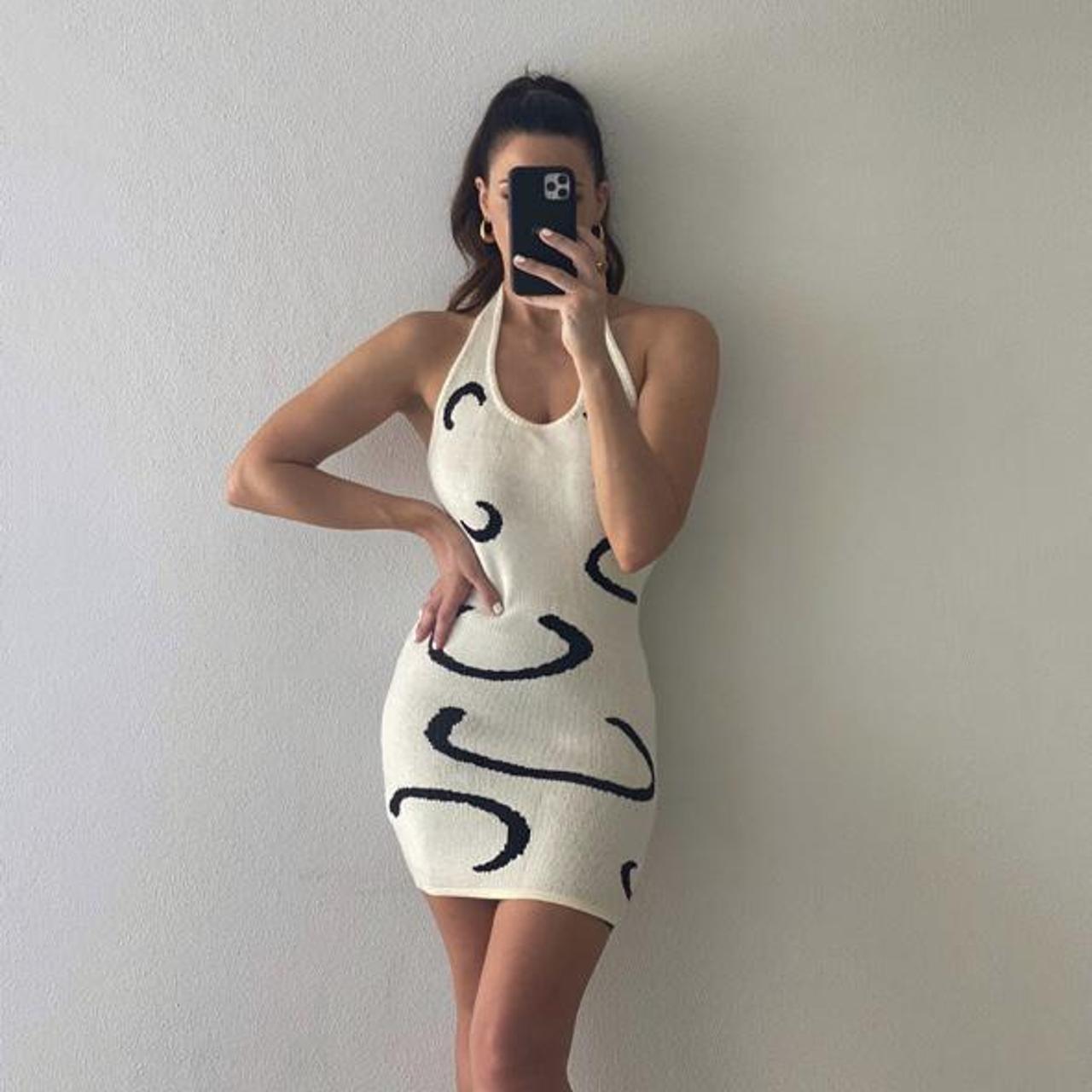 high neck halter midi dress