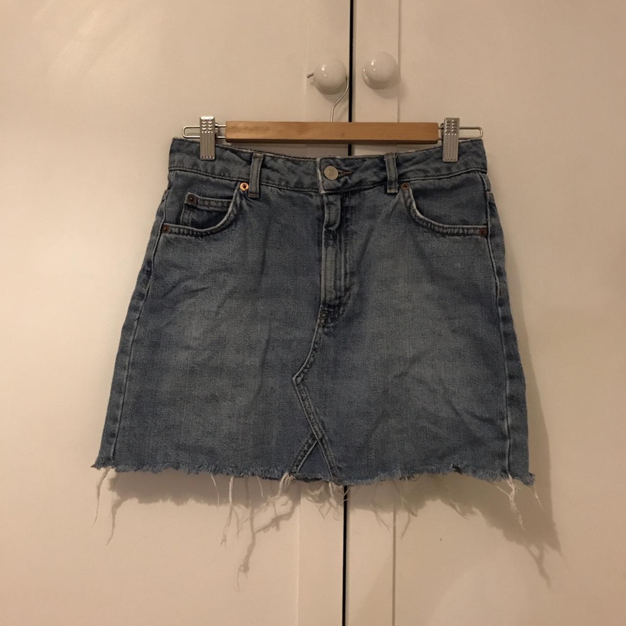 TOPSHOP MOTO DENIM MINI SKIRT SIZE UK worn but Depop
