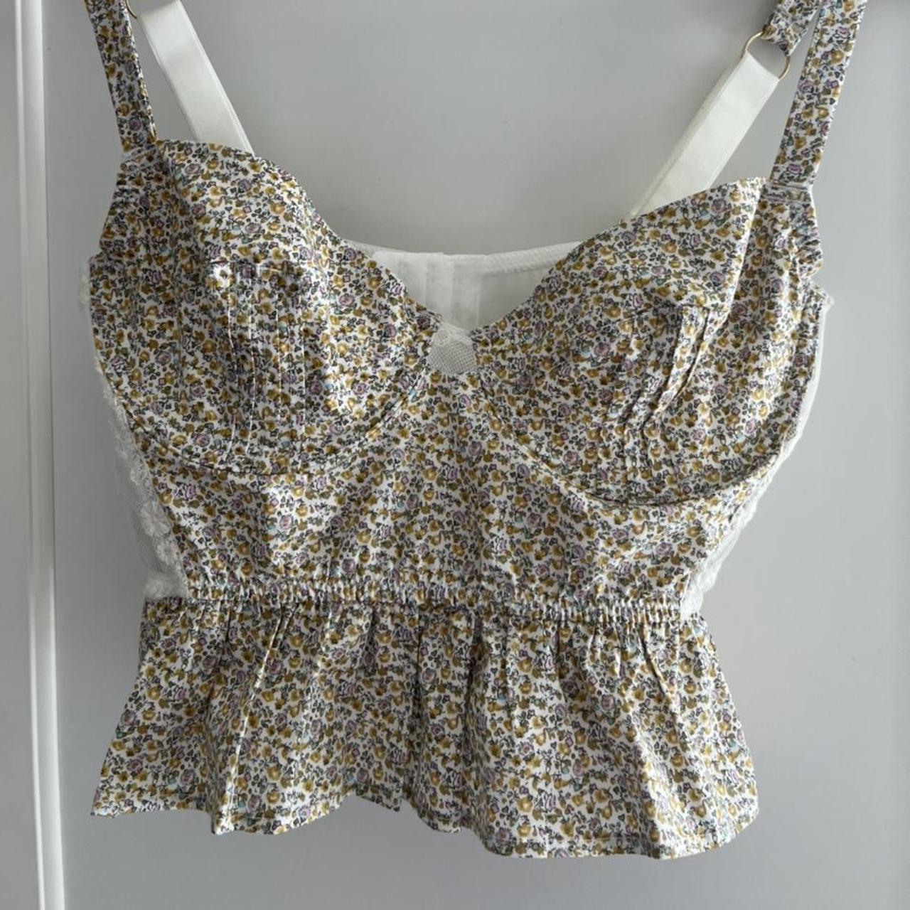 Urban Outfitters Floral bustier/corset top Hardly... Depop