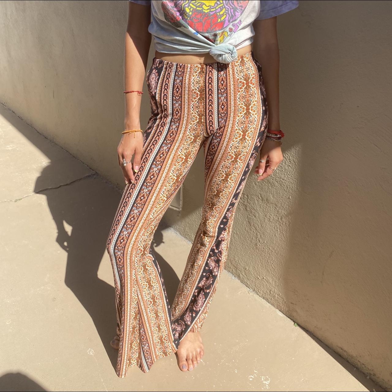 Dope psychedelic flared jiggly pants! So comfortable - Depop