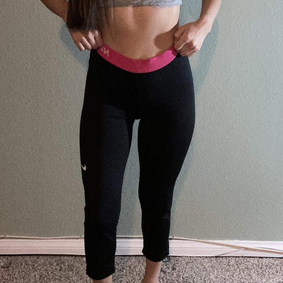 Girls Nike Pro Capri Leggings Pink Black Medium
