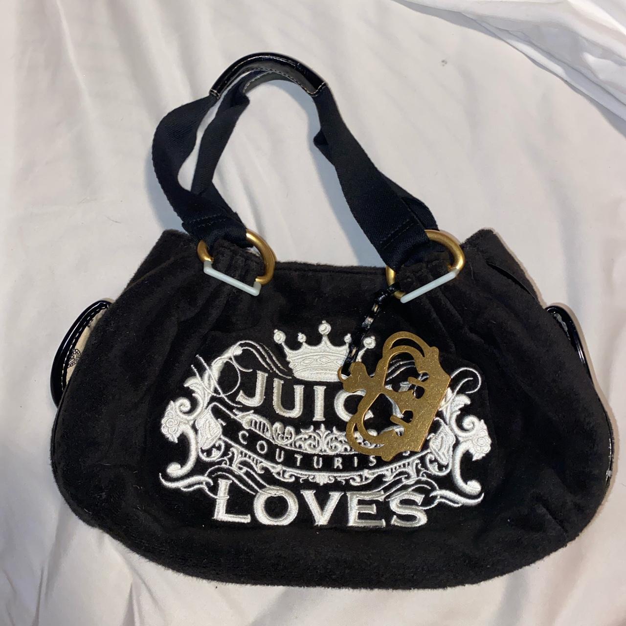 JUICY COUTURE Black Velour Daydreamer Bag Purse Beige Ribbon & Crown |  Purses and bags, Juicy couture, Bags
