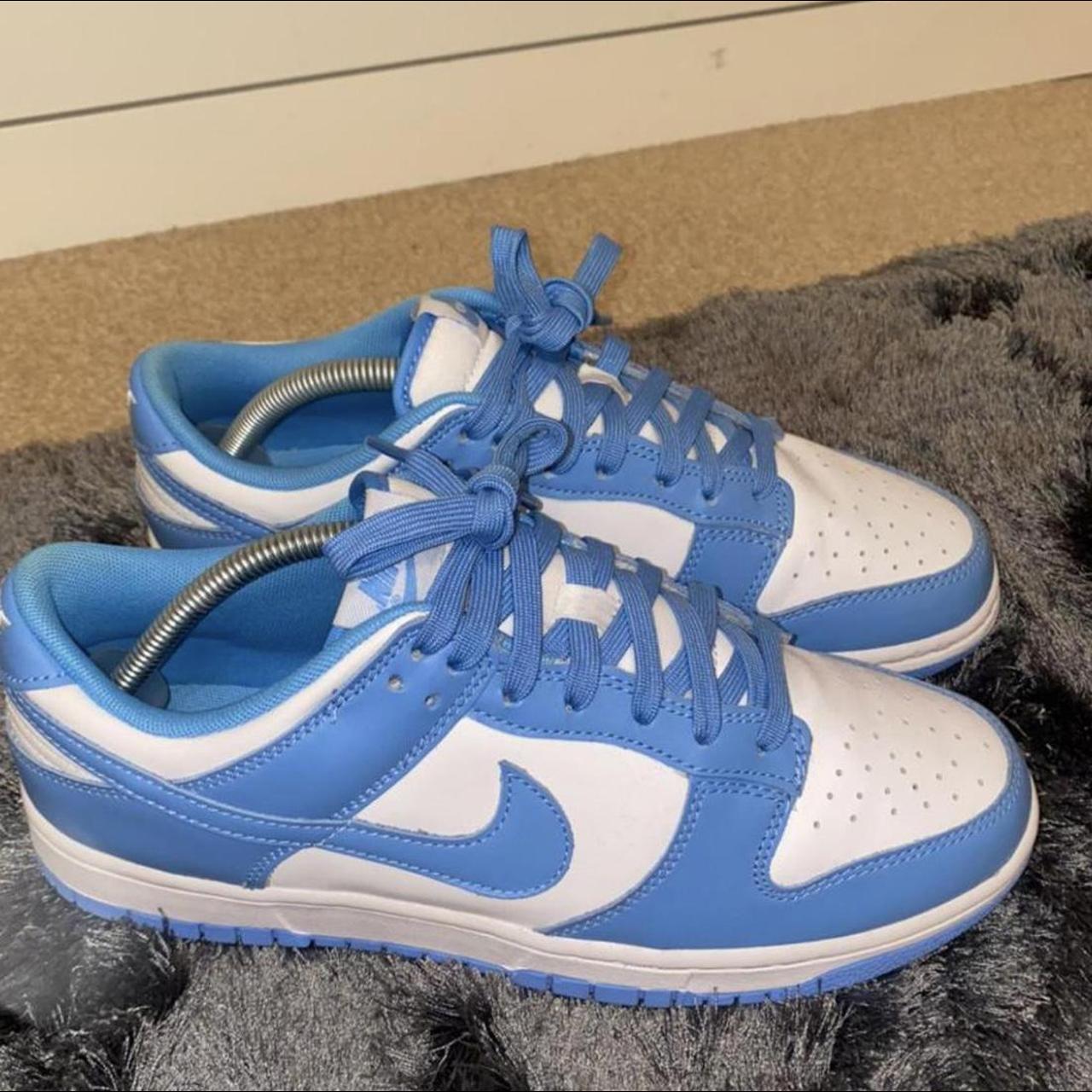 Nike university blue dunks worn twice size 8... - Depop