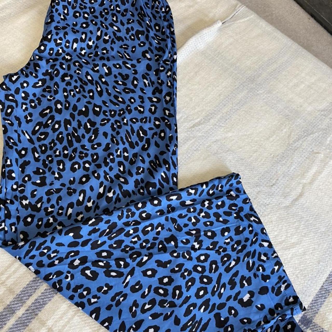 blue leopard print pajamas size S - Depop