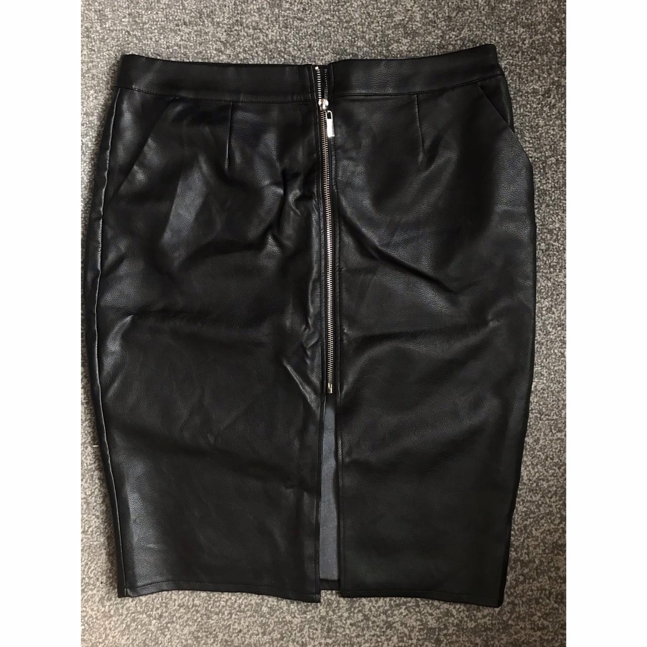 PRIMARK || midi leather skirt || size 16 - would fit... - Depop