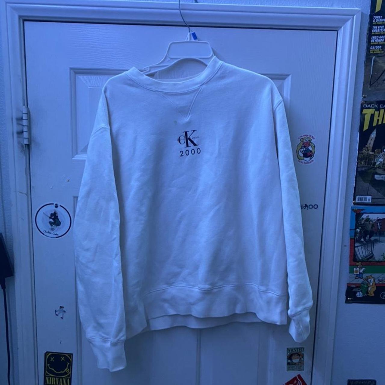 Vintage calvin klein jeans vintage white crew neck... - Depop