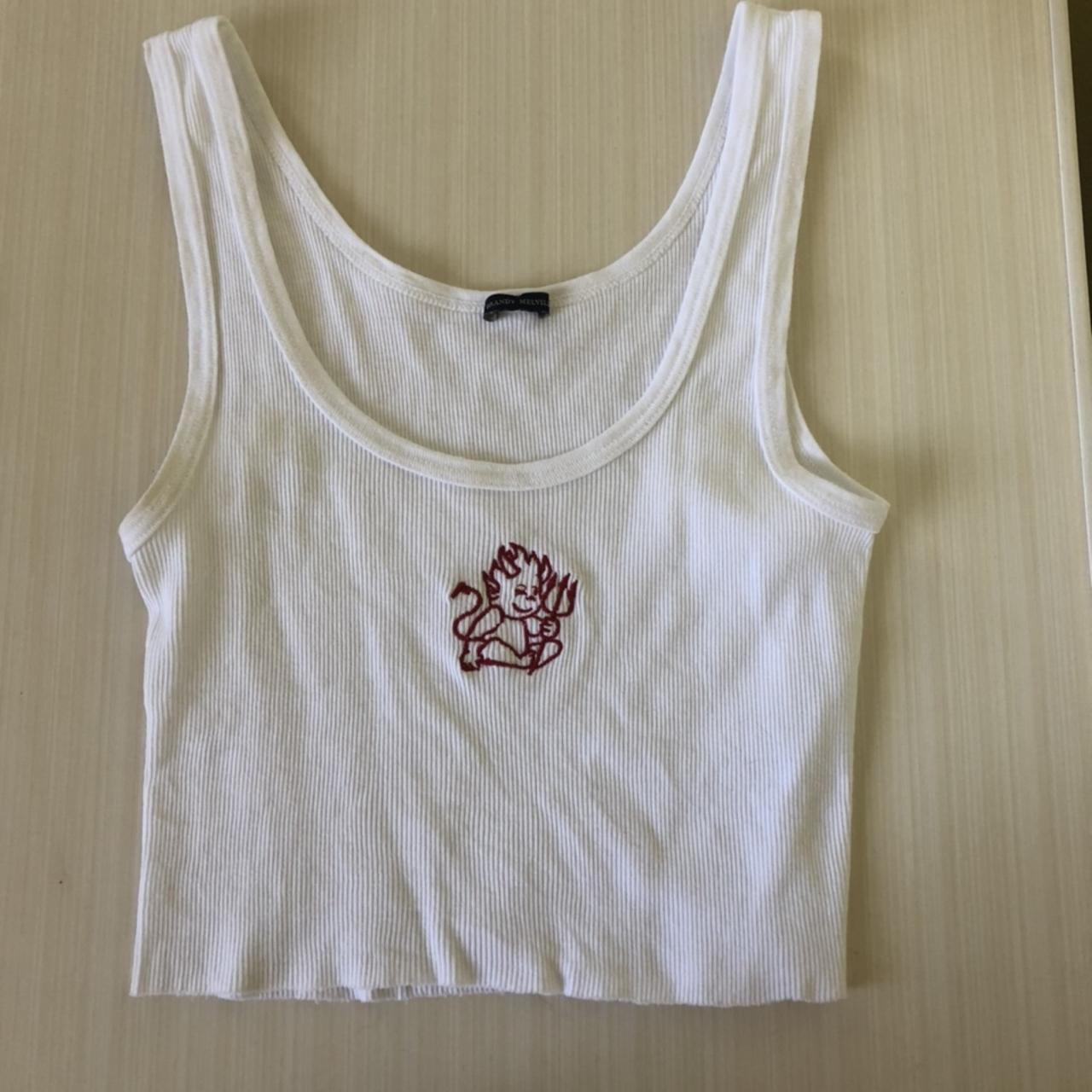 brandy melville white devil tank top, worn