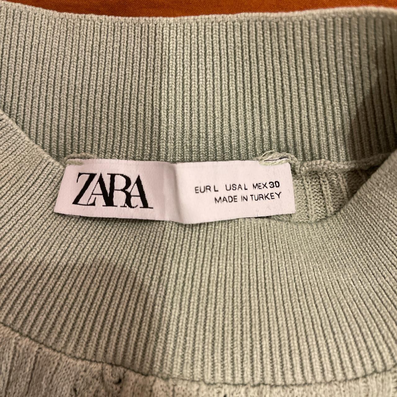 Zara sage green embroidered floral knit vest/tank... Depop