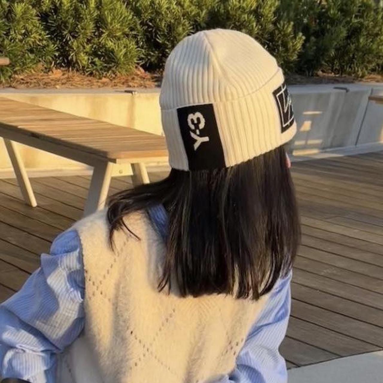 Y-3 Women's White and Black Hat (2)