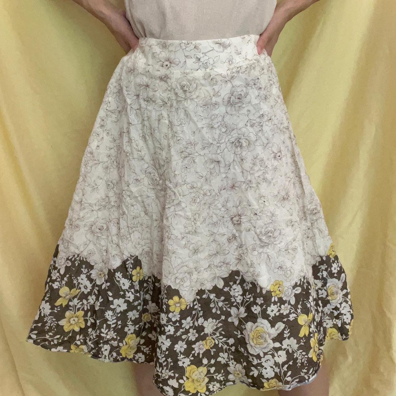 NEW! 🌼🤎 Fairycore Floral Print Midi Skirt Labeled... - Depop