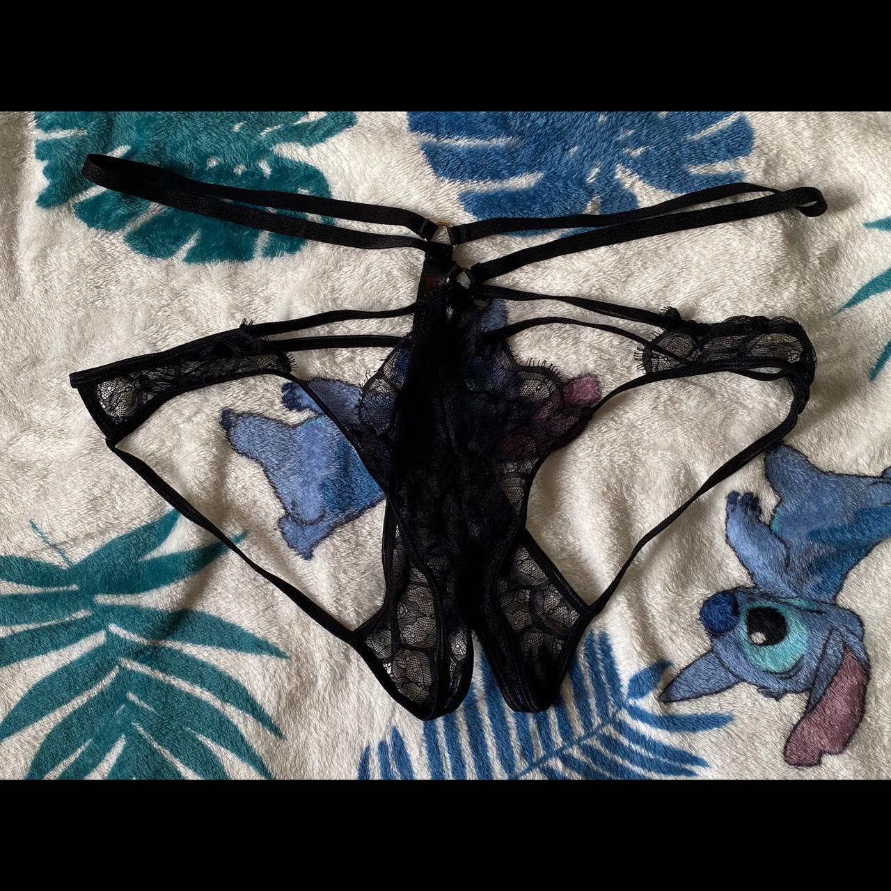 Crotchless black lace panties by Ann summers , XL...