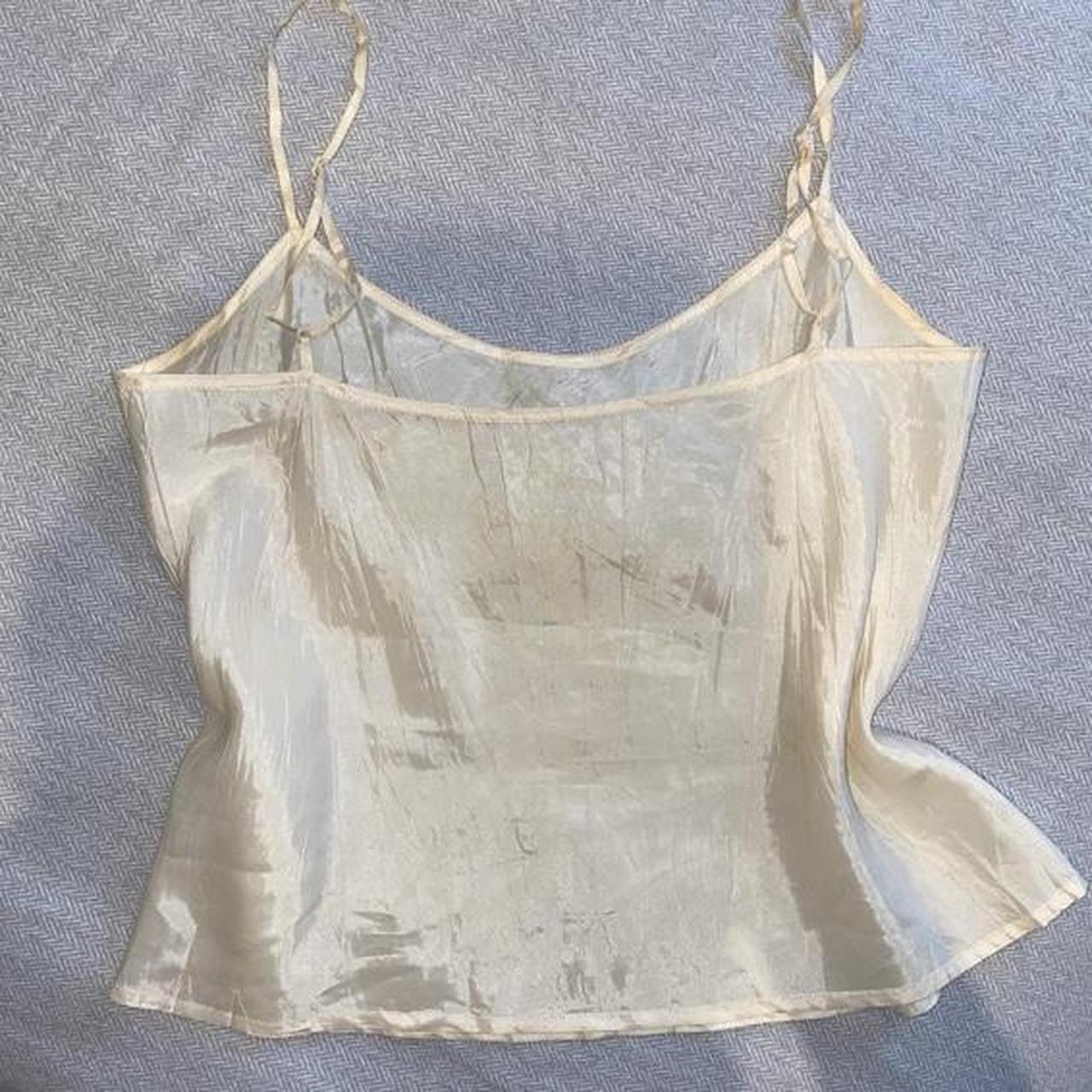 sheer cream singlet top 🐇 has adjustable straps. Top... - Depop