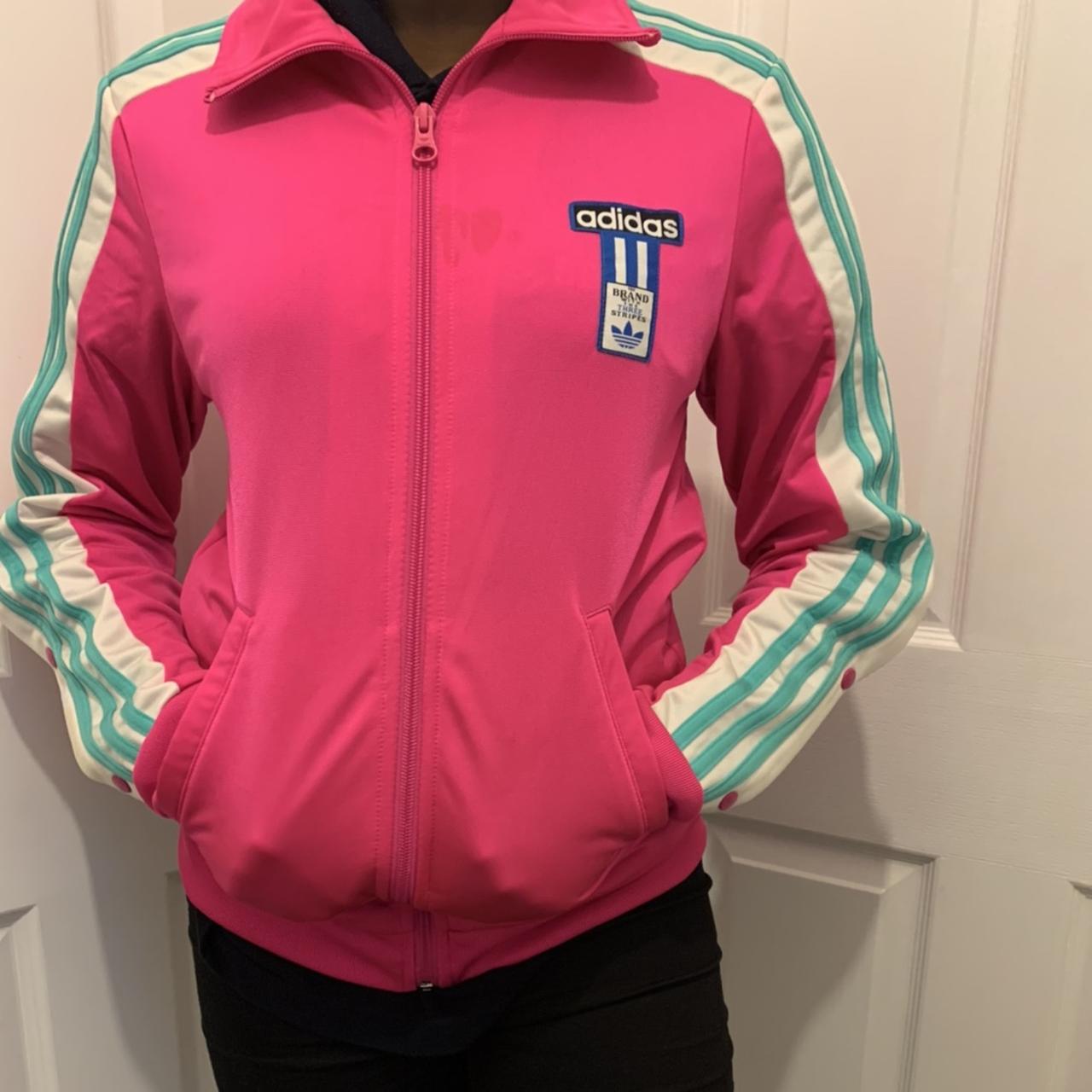 Adidas pink Track jacket Size 6 Great condition... Depop