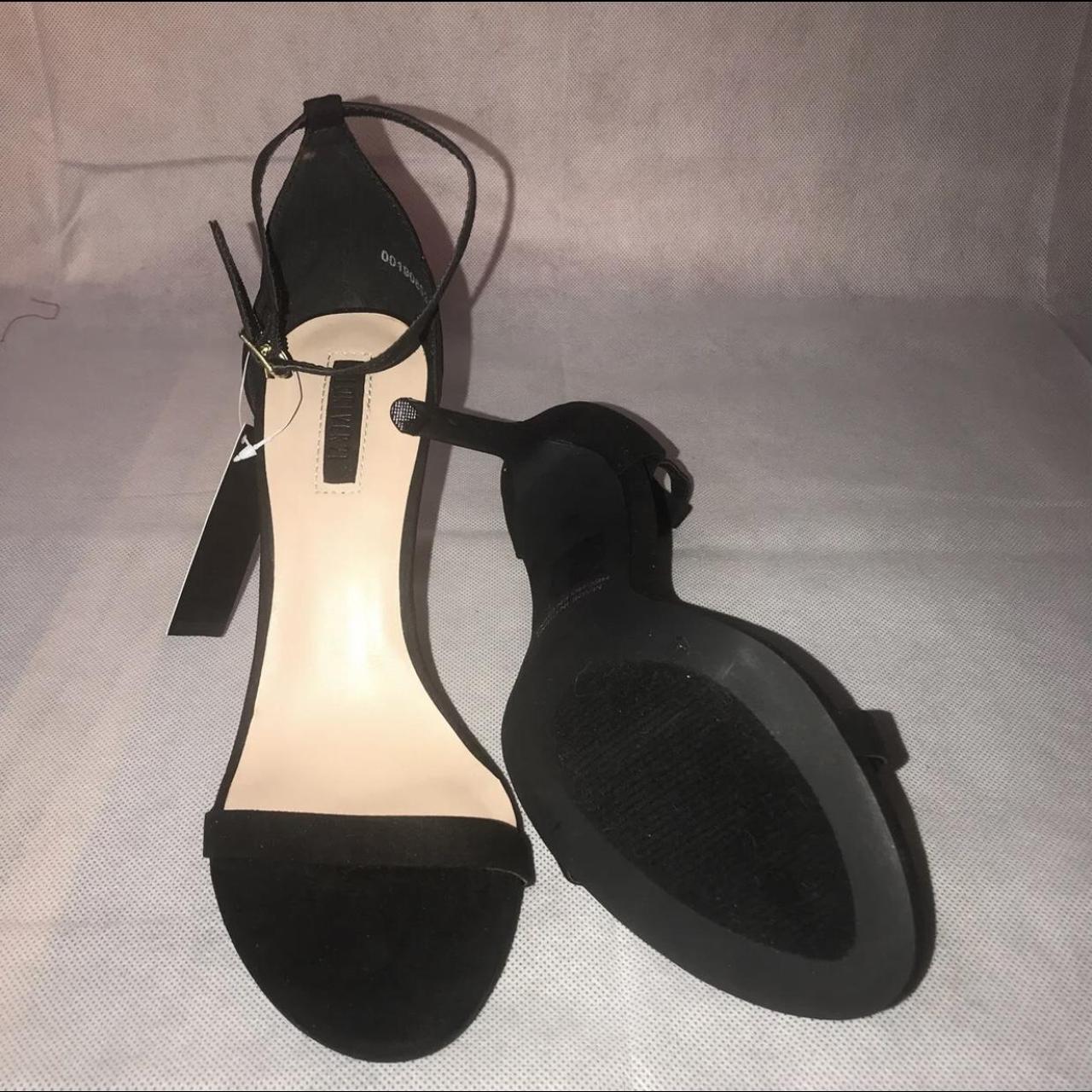 three strap black heels