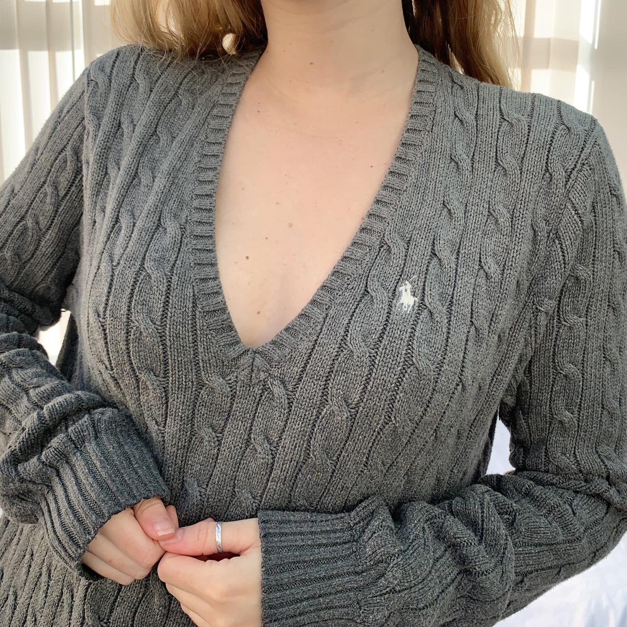 ralph lauren grey v neck jumper