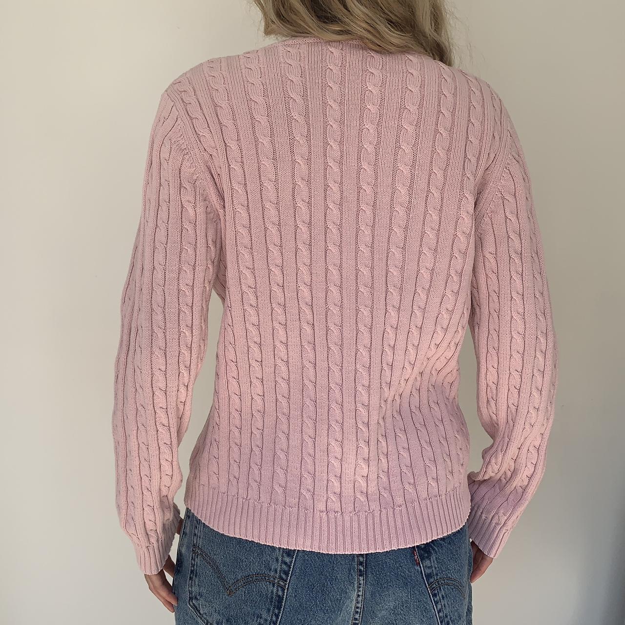 Pink Ralph Lauren cable knit v neck jumper 🌸💫 Y2k... - Depop