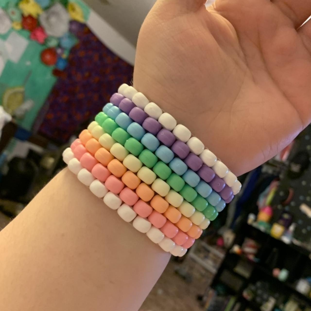 🍭 pastel rainbow kandi cuff!!! 🌸can make Depop