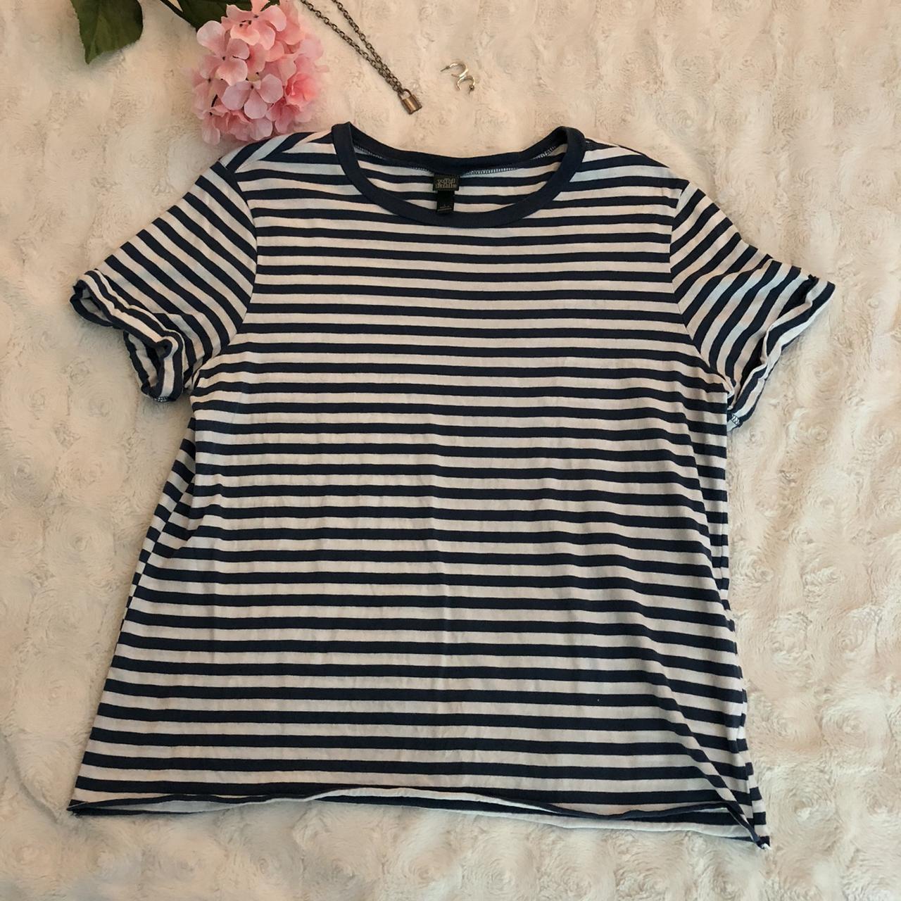 wild fable blue and white striped tee! perfect to... - Depop