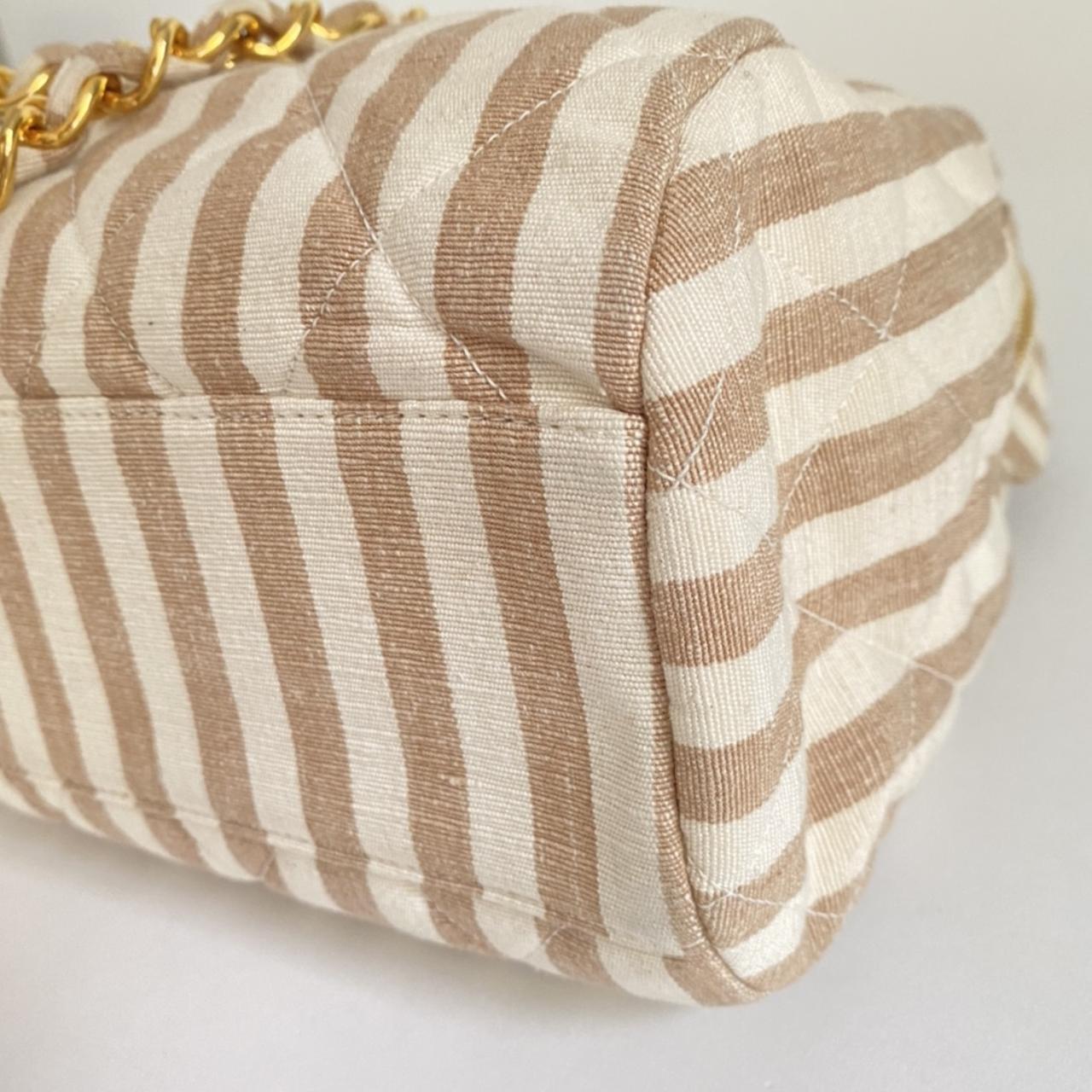 Chanel vintage striped tote bag. Circa - Depop