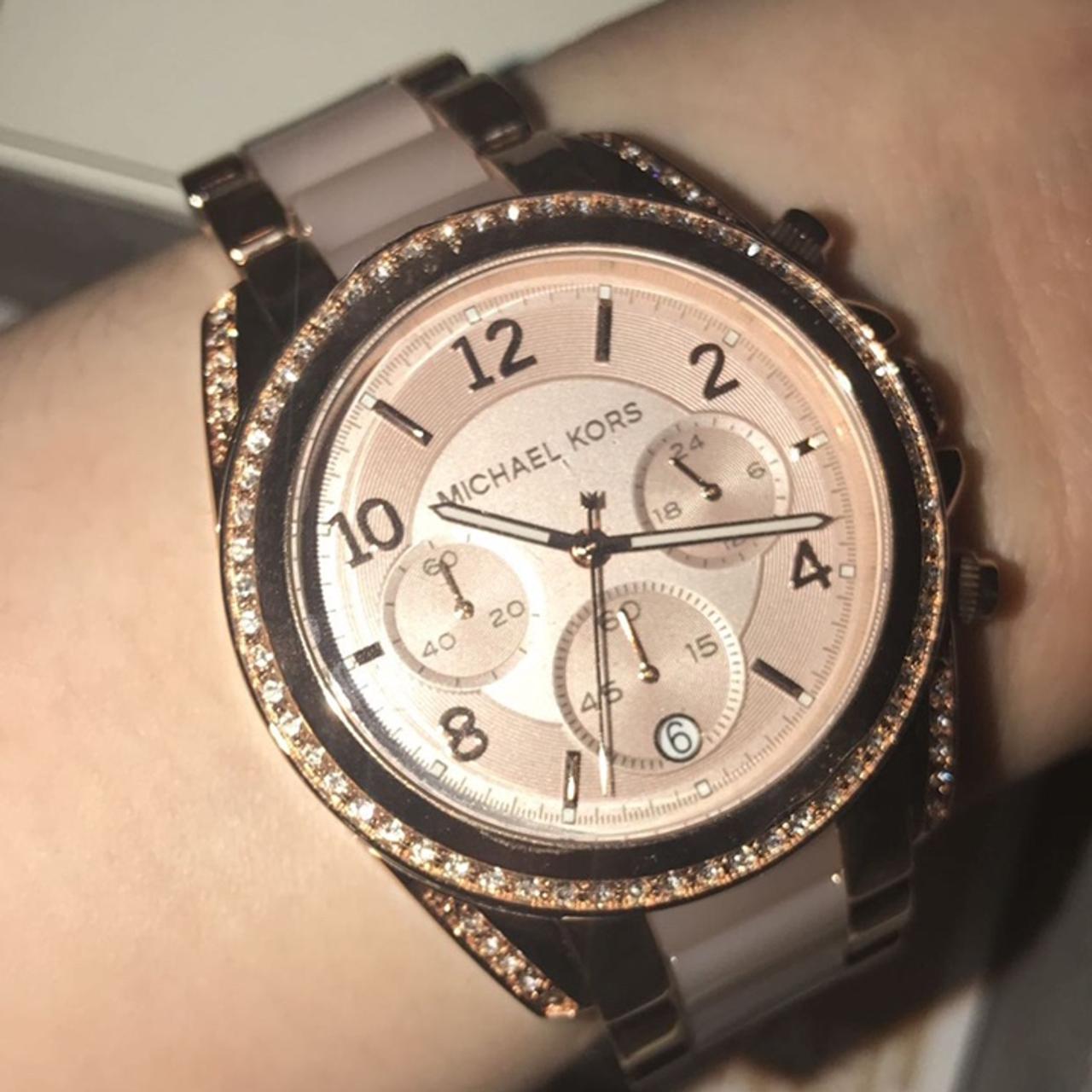 Michael Kors Blair rose gold pink acetate... - Depop