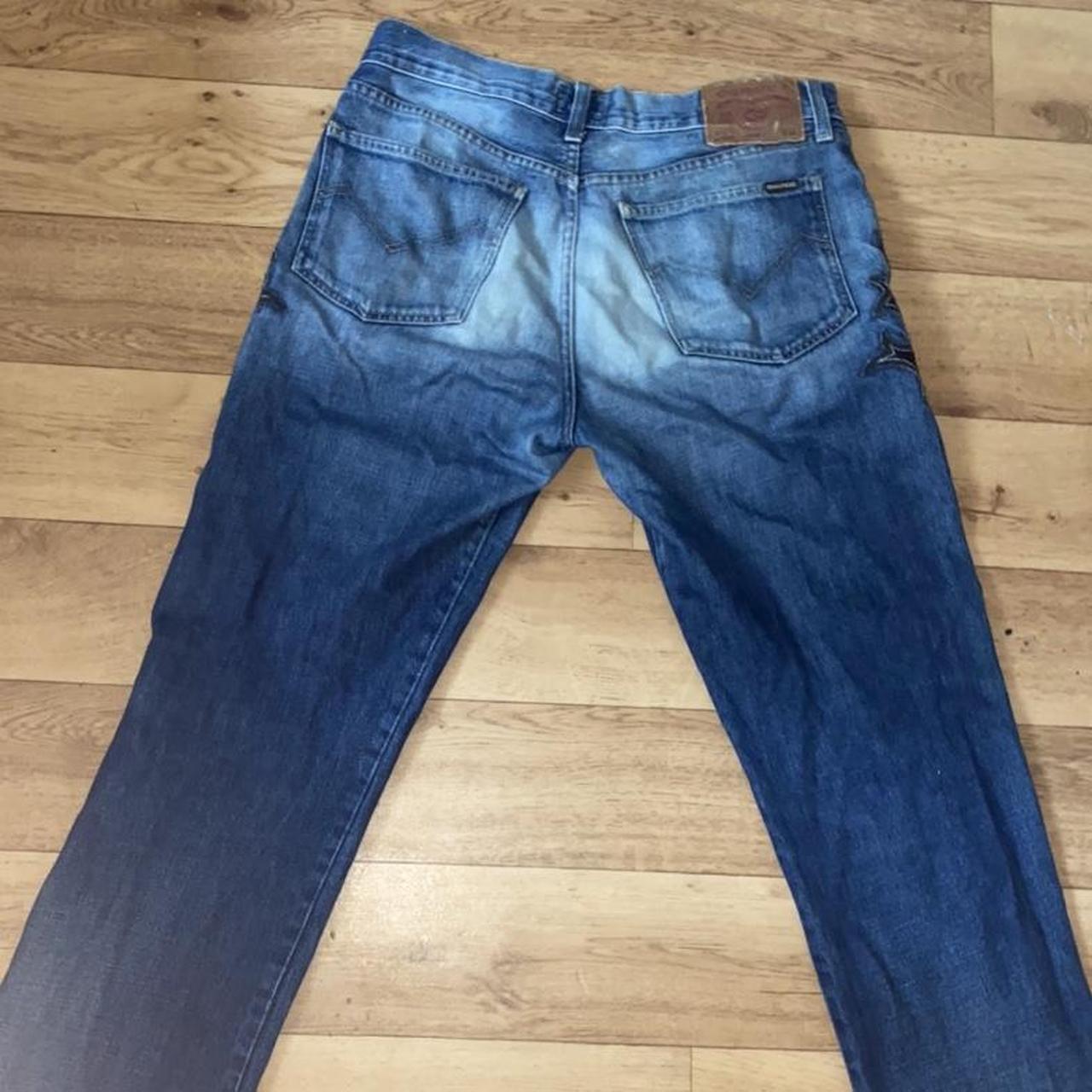 00s jean with a leather pattern - Depop