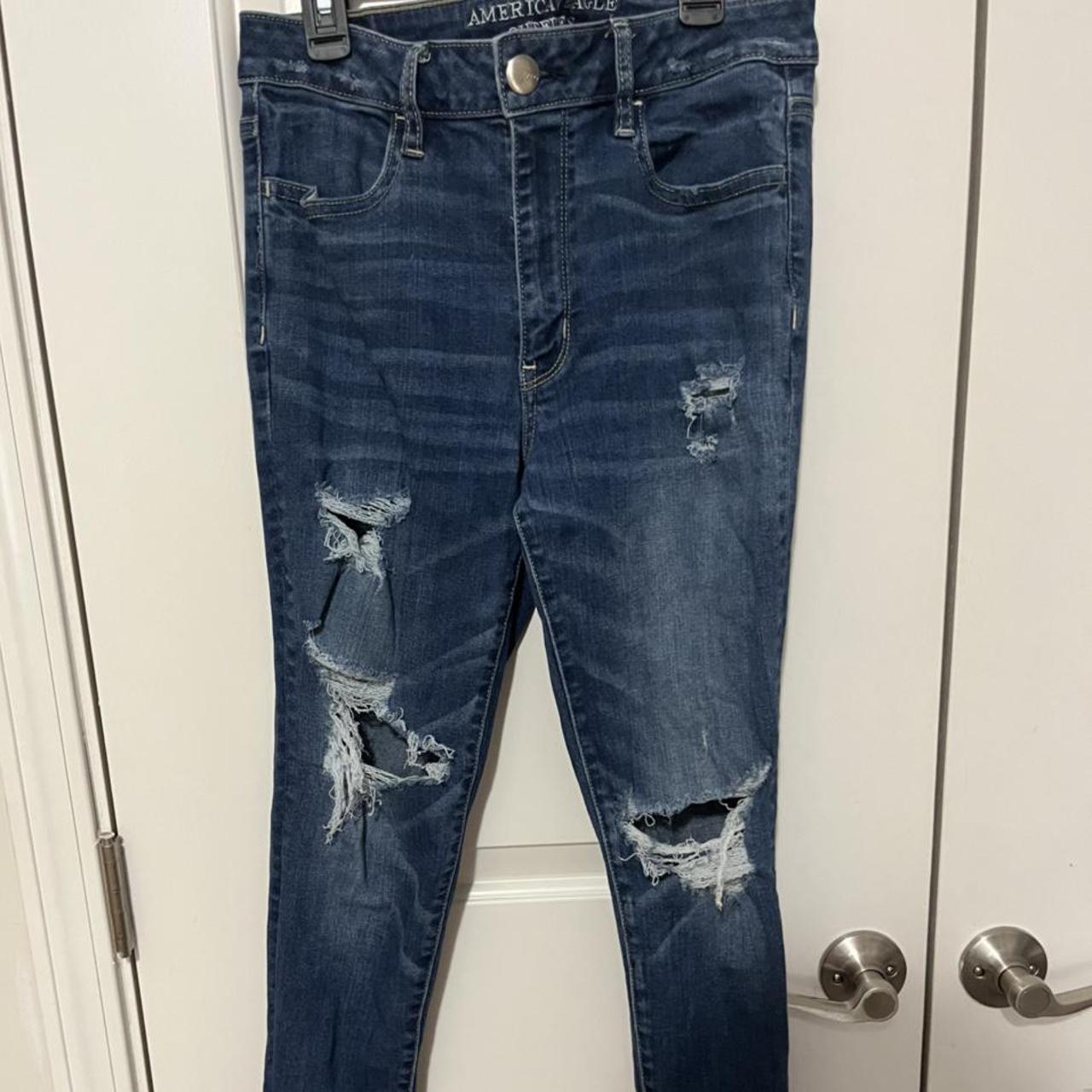 Ripped Skinny Jeans Super stretchy Size 10 #y2k... - Depop