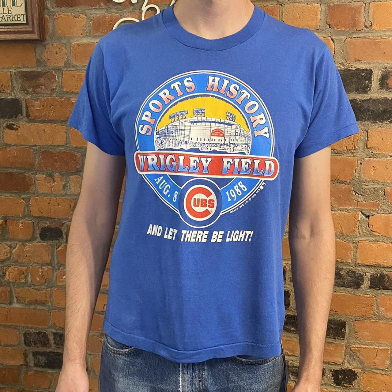 Wrigley Field Lights Chicago Cubs 1988 Vtg 80's Sports History T