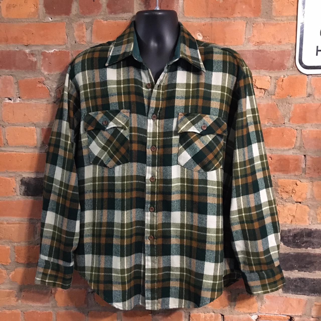 JC Penney Vintage 70s Plaid Flannel Shirt Size:... - Depop