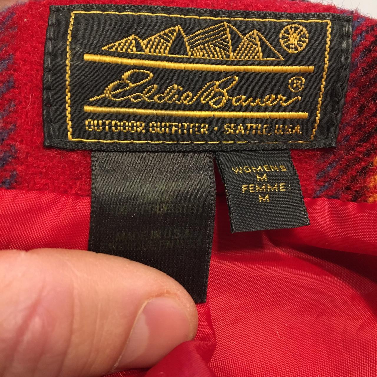 Eddie Bauer Women's Red and Green Coat | Depop