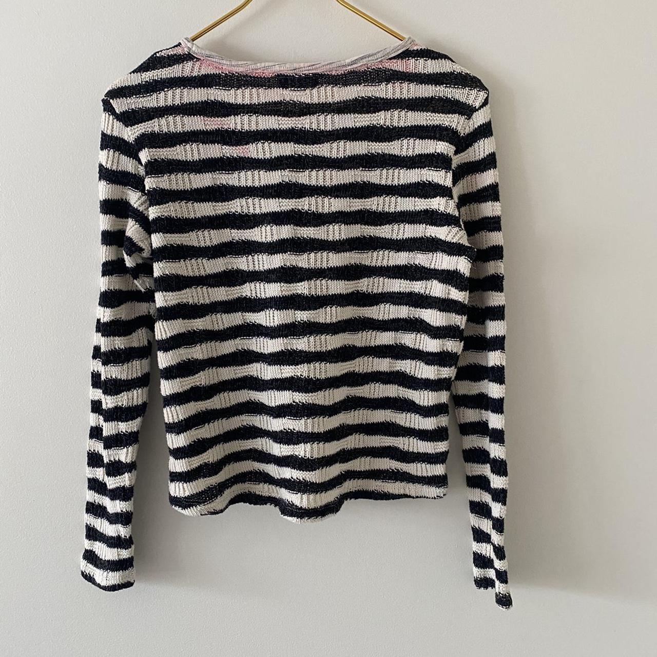 Navy/black + white striped sweater🤍 Size small Pink... - Depop