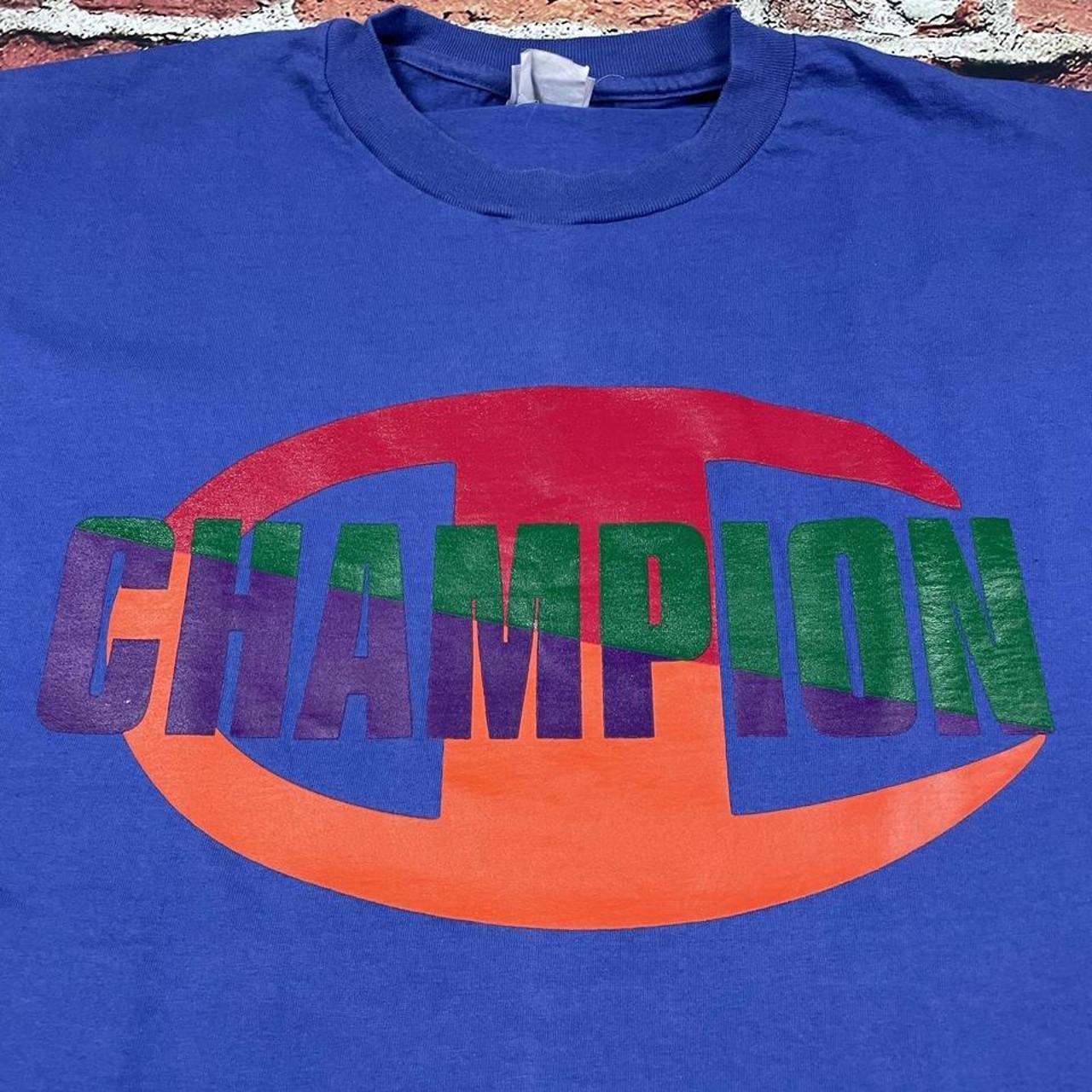 Vintage 90s Champion Colorful Logo Graphic T   Depop