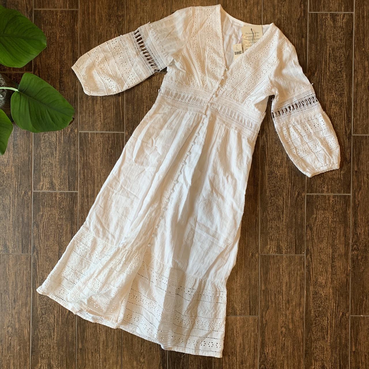 SOLD Anthropologie Ebba Eyelet Midi Dress. Depop