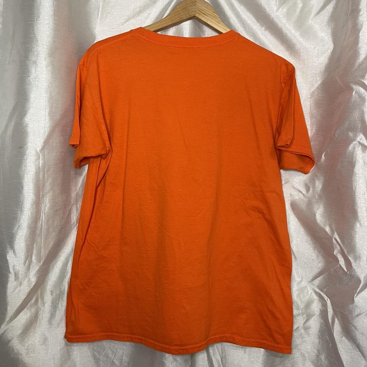 Hugo Boss Women's Orange and White T-shirt | Depop