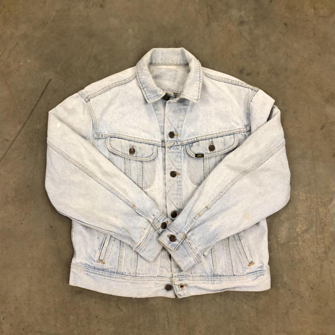 Vintage Denim Jacket LEE Bleach Wash size M/L... - Depop