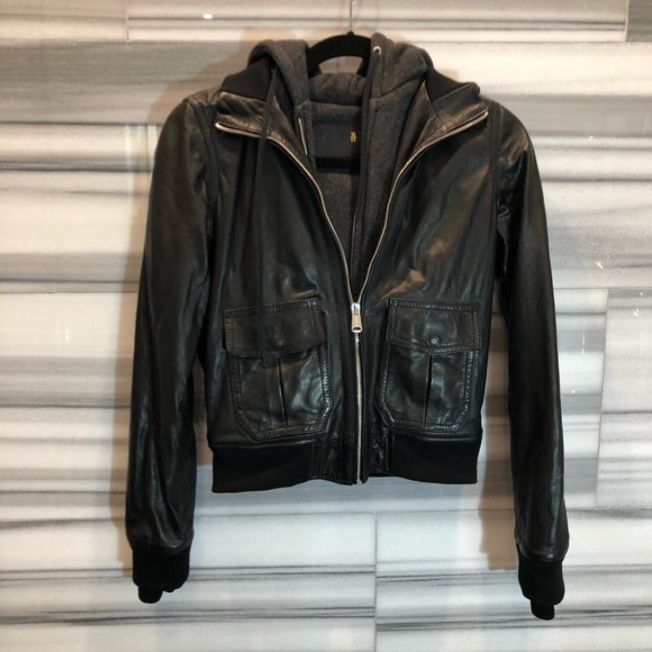 R13 Hooded Flight leather bomber Jacket R13 Hooded Depop