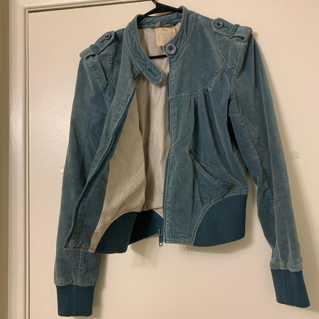 Anthropologie Women's Blue and Green Jacket | Depop