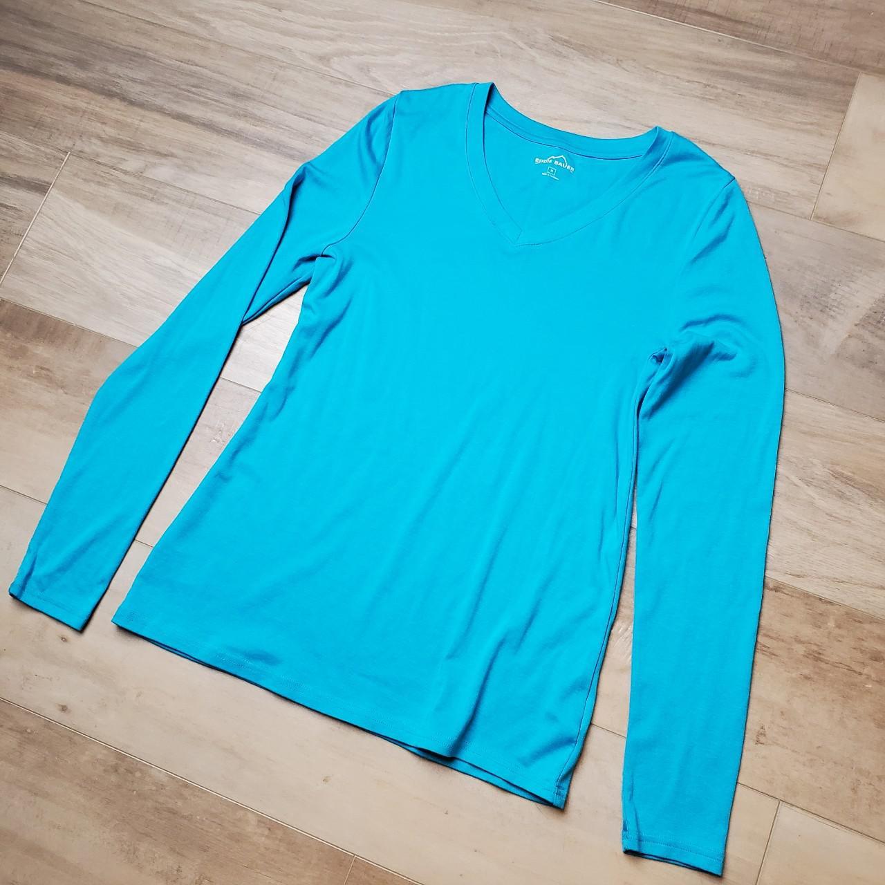 Eddie Bauer Women's Blue Tshirt Depop