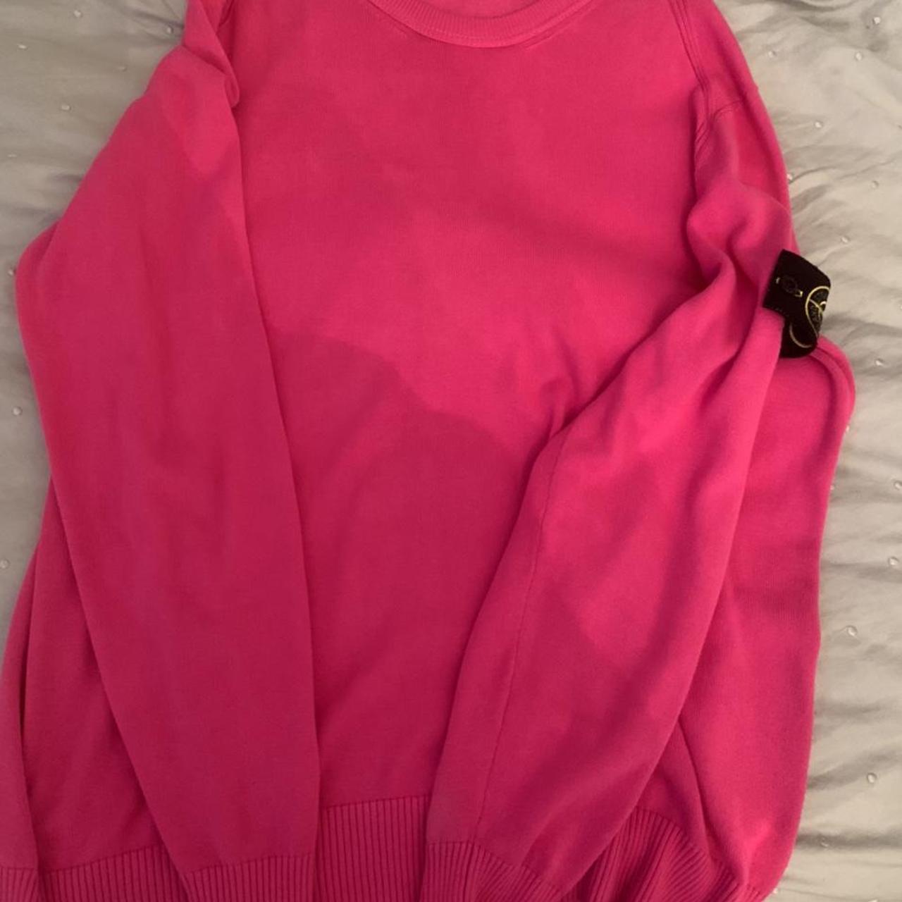 bright pink stone island jumper