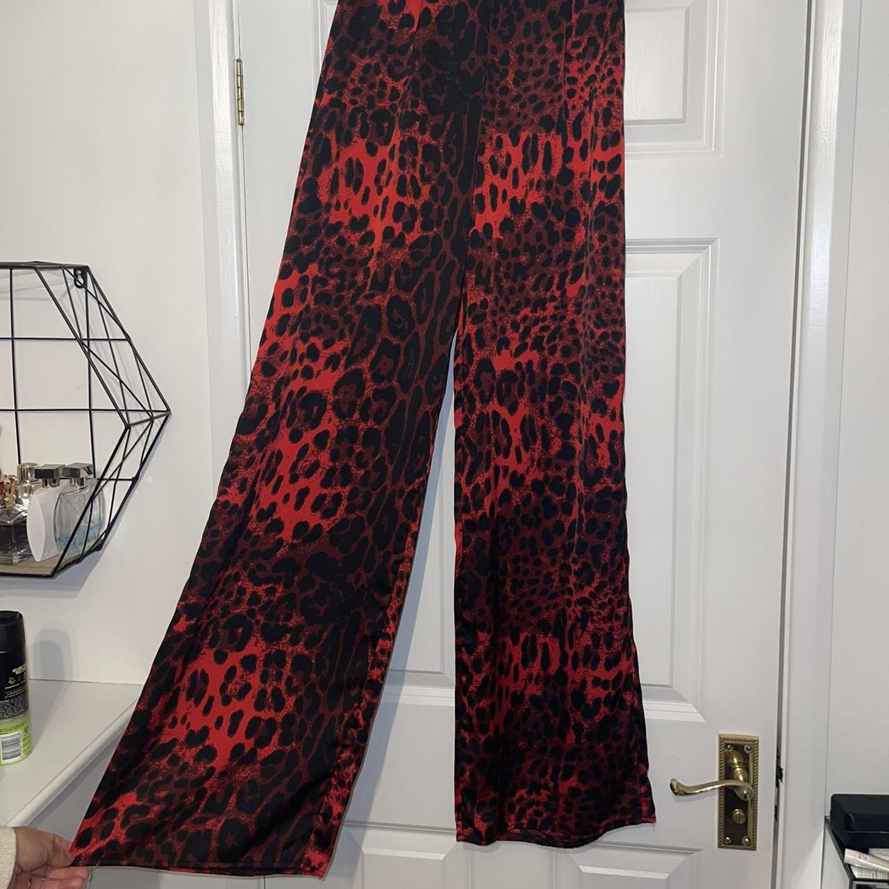 ️red Leopard Print Flares ️ Wide Leg Flare Trousers Depop