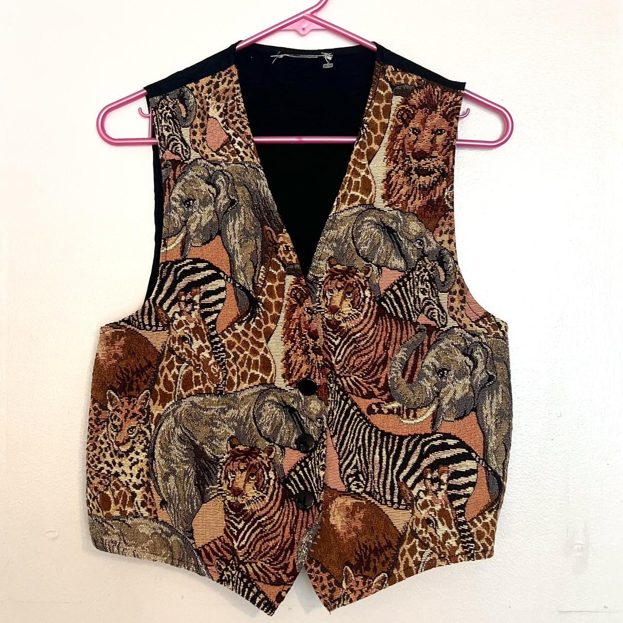 this vintage tapestry vest is one of a kind! look at... - Depop