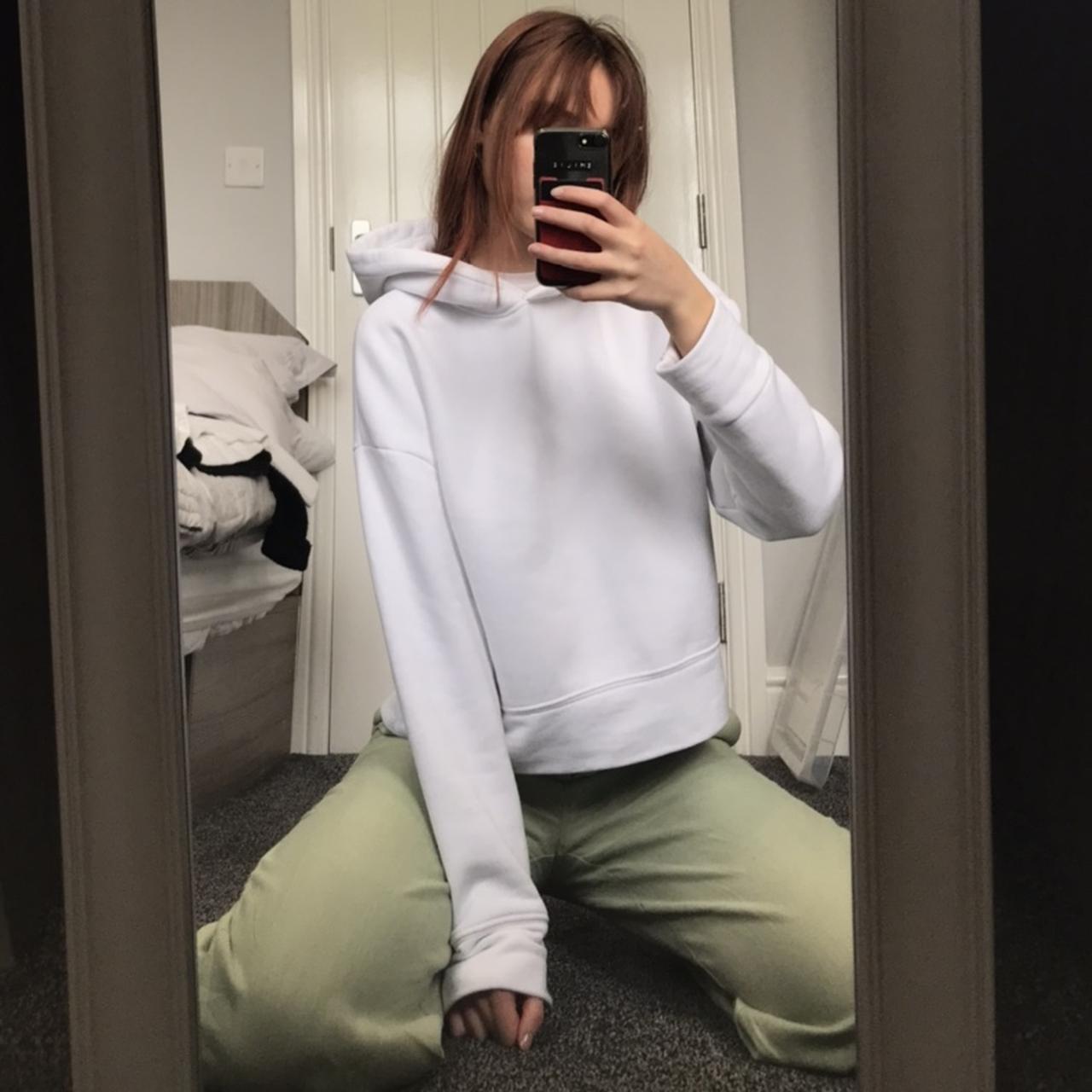 White Zara hoodie slightly cropped Size M but fits Depop